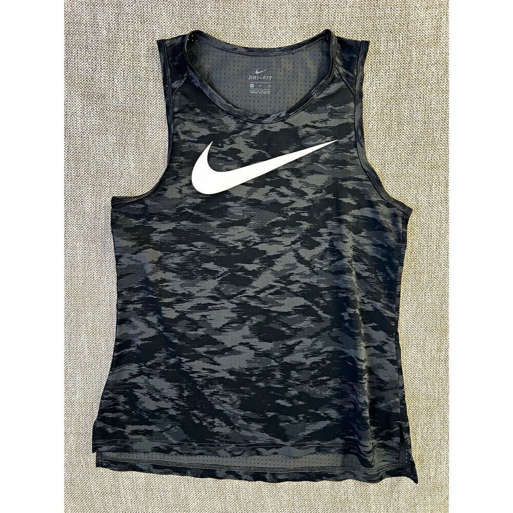 Nike Dri-FIT Men's Sleeveless Tank Top Black Gray Camo Logo Size M